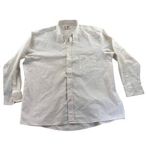 Dickies Mens Work Dress Shirt Size 18-18.5 Neck White Long Sleeve Button-Down